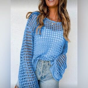 EMERY ROSE New Relaxed Style Hollow Out Knit Sweater